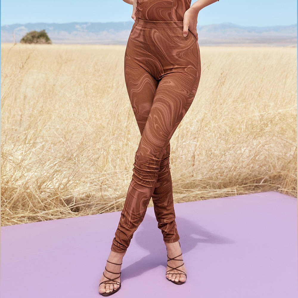 HOUSE OF CB Violet Swirl Mesh Leggings